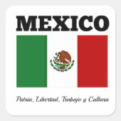 Sticker Carré Drapeau du Mexique, étiqueté (Devant)