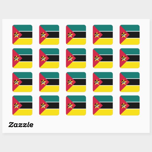 Sticker Carré Drapeau du Mozambique (Feuille)