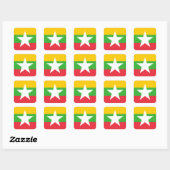 Sticker Carré Drapeau du Myanmar (Feuille)