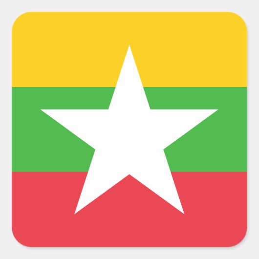 Sticker Carré Drapeau du Myanmar (Devant)