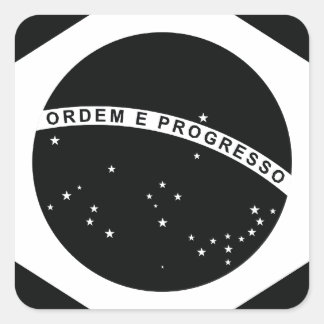 Sticker Carré Drapeau du pays du Brésil noir