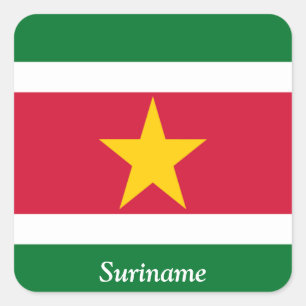 Sticker Carré Drapeau du Surinam