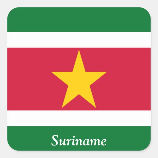 Sticker Carré Drapeau du Suriname (Devant)