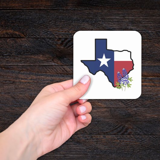 Sticker Carré Drapeau du Texas avec bleu fleur d'État