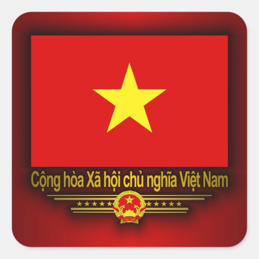 Sticker Carré Drapeau du Vietnam (Devant)