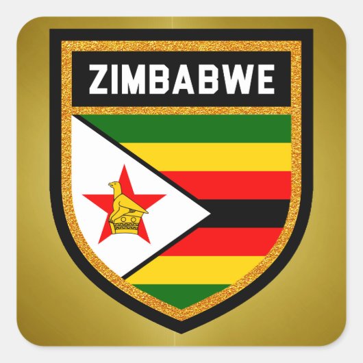 Sticker Carré Drapeau du Zimbabwe (Devant)