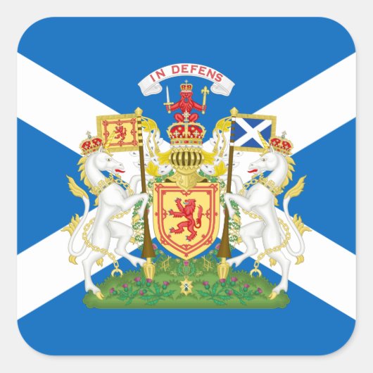 Sticker Carré Drapeau écossais et armoiries royales, Écosse (Devant)