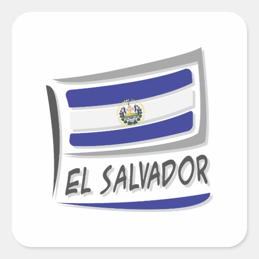 Sticker Carré Drapeau El Salvador Pride X (Devant)