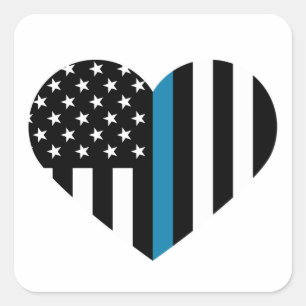 Sticker Carré Drapeau en forme de coeur mince en ligne bleue