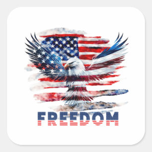 Sticker Carré Drapeau et aigle des Etats-Unis.Liberté.