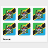 Sticker Carré Drapeau et armoiries de Tanzanie (Feuille)
