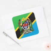Sticker Carré Drapeau et armoiries de Tanzanie (Enveloppe)