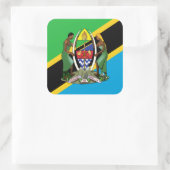 Sticker Carré Drapeau et armoiries de Tanzanie (Sac)