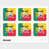 Sticker Carré Drapeau et armoiries du Bénin (Feuille)