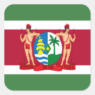 Sticker Carré Drapeau et armoiries du Suriname