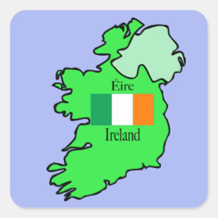 Sticker Carré Drapeau et carte de la république d'Irlande