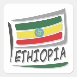 Sticker Carré Drapeau Ethiopie Pride X