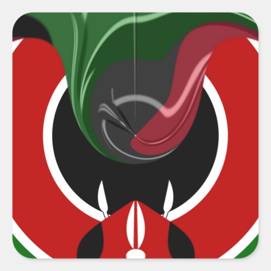 Sticker Carré Drapeau Fluid Kenyan : Un design moderne (Devant)