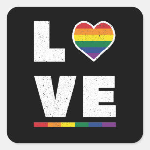 Sticker Carré Drapeau Gay pride LGBTQ Distressed Grunge Love