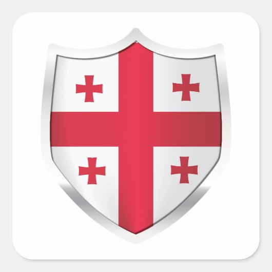 Sticker Carré Drapeau Georgia Silver Shield (Devant)