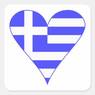 Sticker Carré Drapeau grec à coeur funky