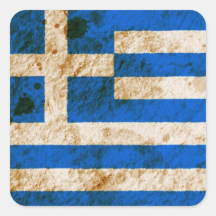 Sticker Carré Drapeau grec rocailleux