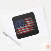 Sticker Carré Drapeau Grunge U.S.A (Enveloppe)