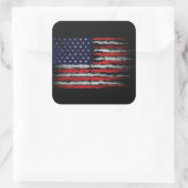 Sticker Carré Drapeau Grunge U.S.A (Sac)