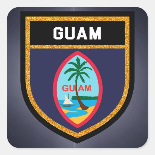 Sticker Carré Drapeau Guam (Devant)