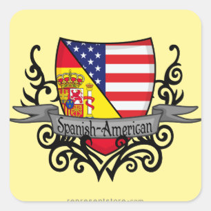Sticker Carré Drapeau hispano-américain de bouclier