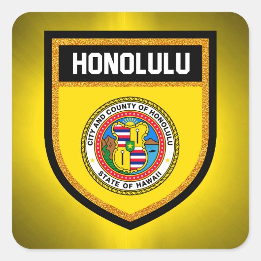 Sticker Carré Drapeau Honolulu (Devant)