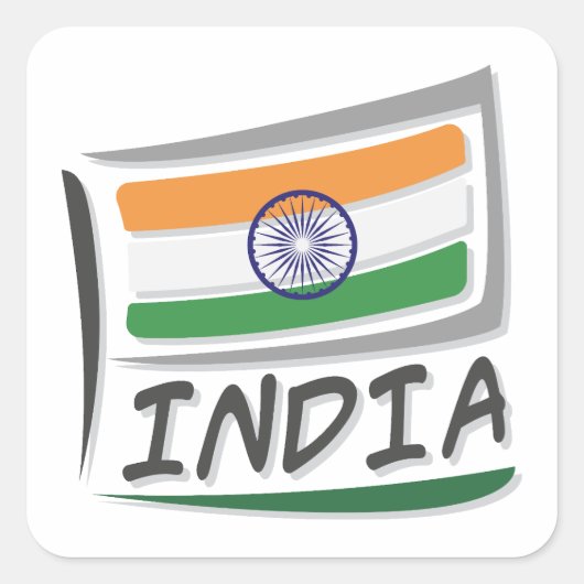 Sticker Carré Drapeau India Pride X (Devant)