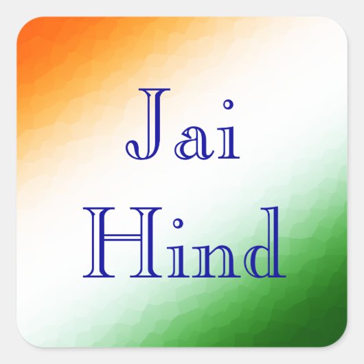 Sticker Carré Drapeau indien Jai Hind (Devant)