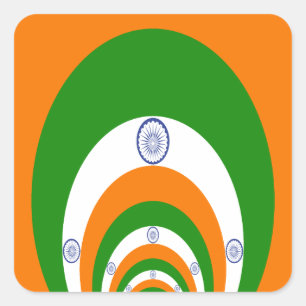 Sticker Carré Drapeau indien Kaleidoscope : Unité et patriotisme