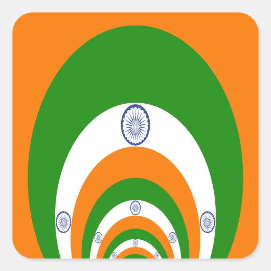 Sticker Carré Drapeau indien Kaleidoscope : Unité et patriotisme (Devant)