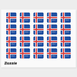 Sticker Carré Drapeau islandais et fans de vacances/sports en Is