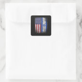 Sticker Carré Drapeau Israélo-Américain Israël Usa Racines Améri (Sac)