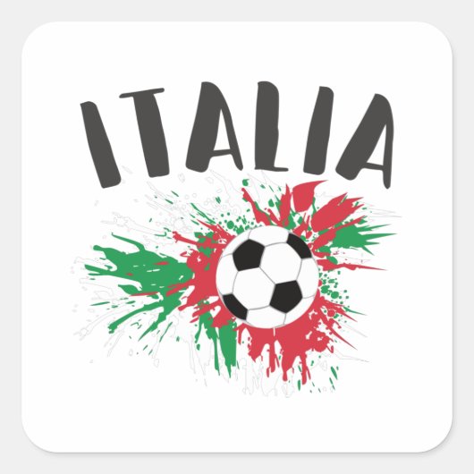 Sticker Carré Drapeau italien de balle de football (Devant)