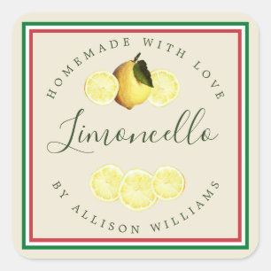 Sticker Carré Drapeau italien de Limoncello fait maison sur mesu