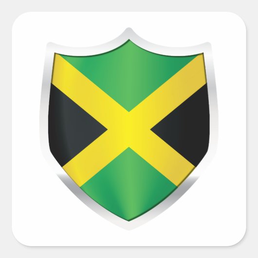 Sticker Carré Drapeau Jamaïcain Silver Shield (Devant)
