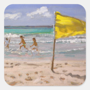 Sticker Carré Drapeau jaune Barbade 2010