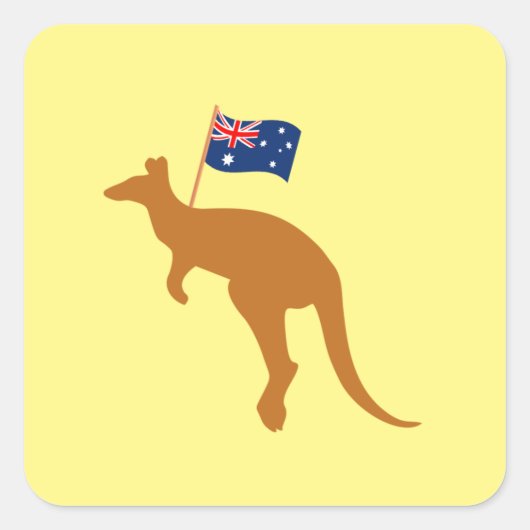 Sticker Carré drapeau kangourou australien jaune (Devant)