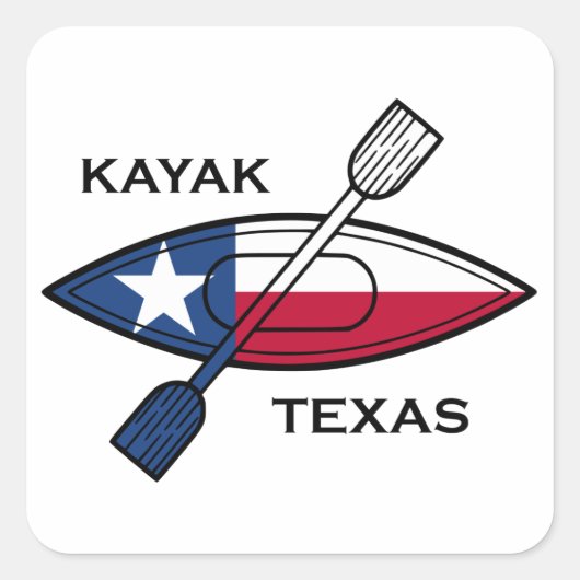 Sticker Carré Drapeau Kayak Texas (Devant)