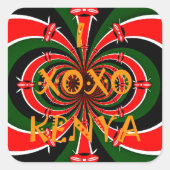 Sticker Carré Drapeau Kenya d'inspiration africaine - Art Abstra (Devant)
