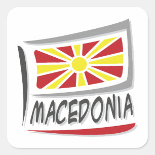 Sticker Carré Drapeau Macédoine Pride X