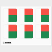 Sticker Carré Drapeau malgache, Drapeau de Madagascar (Feuille)