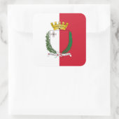 Sticker Carré Drapeau maltais et armoiries, Drapeau de Malte (Sac)