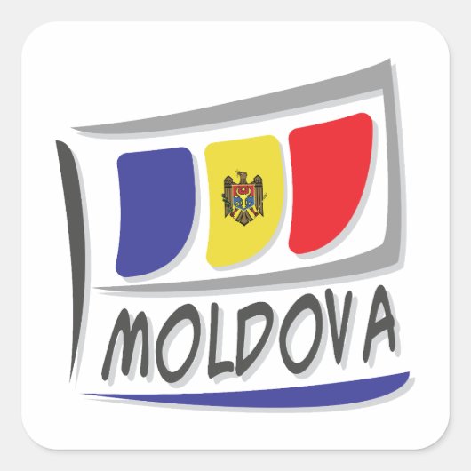 Sticker Carré Drapeau Moldavie Pride X (Devant)