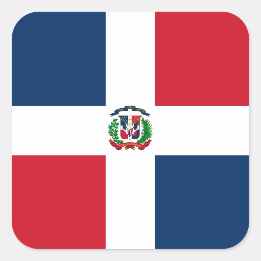 Sticker Carré Drapeau mondial de la République Dominicaine (Devant)