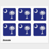 Sticker Carré Drapeau Palmetto de Caroline du Sud (Feuille)